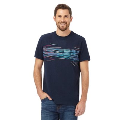 Big and tall navy layered bar print t-shirt